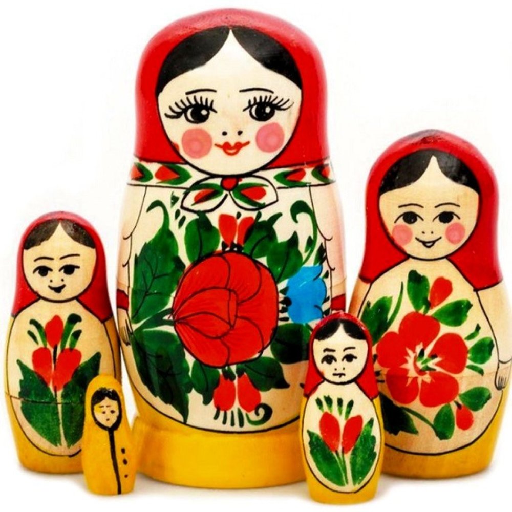 NWT Semenovskaya Russian Matryoshka Nesting 5-Doll Set Handpainted